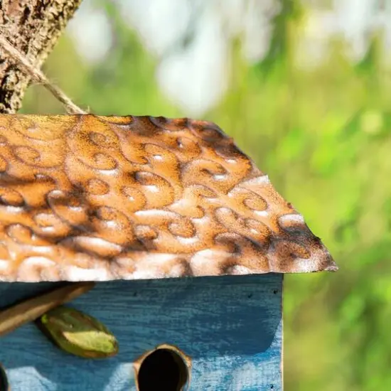 Glitzhome&reg; 15.75" Distressed Cottage Birdhouse Blue {7}