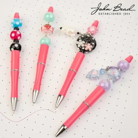 John Bead Super Cute Fuchsia, Black & White 3-Piece Beadable Pen Kit {3}
