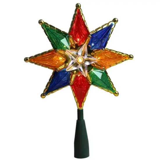 8" Lighted Multi Color 8-Point Star Tree Topper {4}