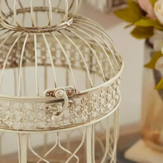 Cream Metal Vintage Birdcage Set {4}
