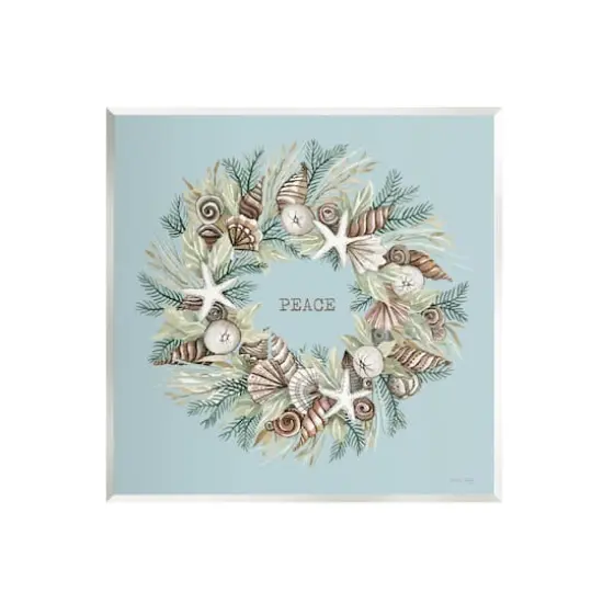 Stupell Industries Coastal Holiday Peace Wreath Wall Art {1}