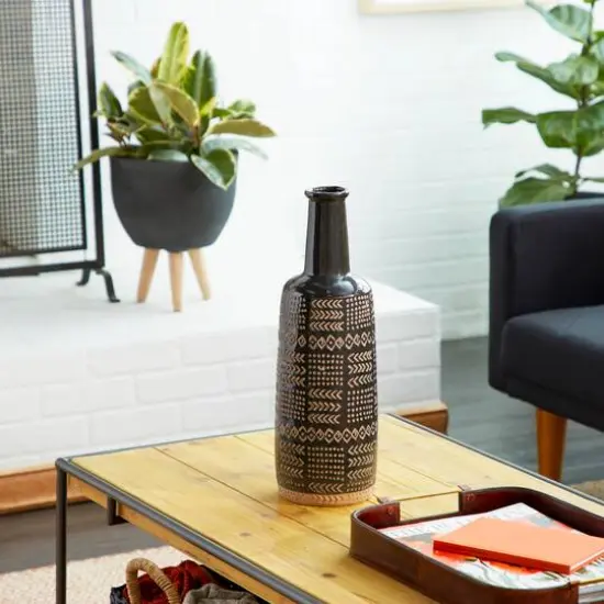 Black Porcelain Eclectic Vase, 18" x 6" x 6" {10}