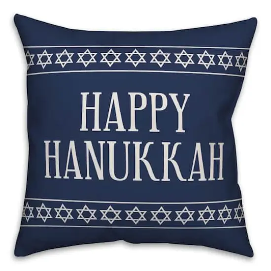 Happy Hanukkah Stars 18x18 Spun Poly Pillow {1}