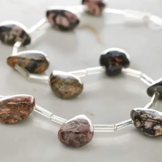 Rhodonite Teardrop Beads by Bead Landing&trade;, 14mm {3}