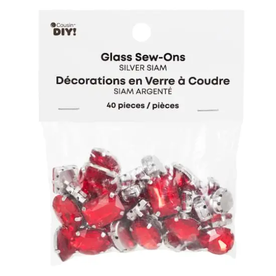 CousinDIY Silver Siam Glass Sew-On Rhinestones, 40ct. {1}