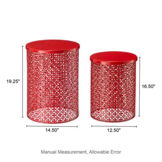 Glitzhome&reg; Multi-Functional Metal Accent Table Set Red {9}