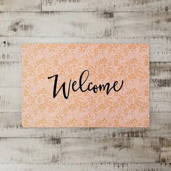 Welcome Dainty Floral Floor Mat Orange {3}