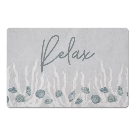 Relax Shell & Coral Border Floor Mat Blue Shell and White Coral Border on Blue {1}