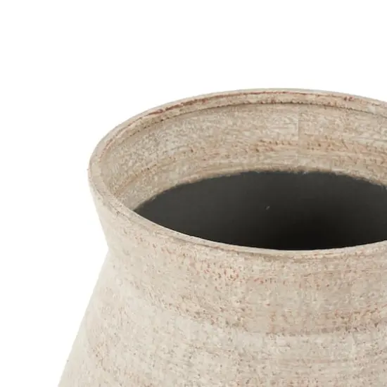 24.5" Beige Metal Wide Vase with Black Metal Stand {7}