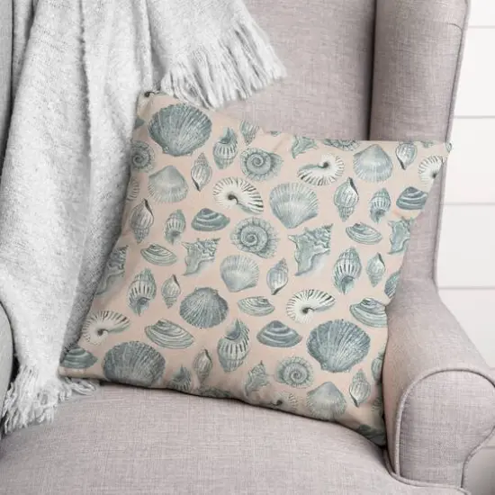 Blue Multicolor Shell Throw Pillow Blush {4}