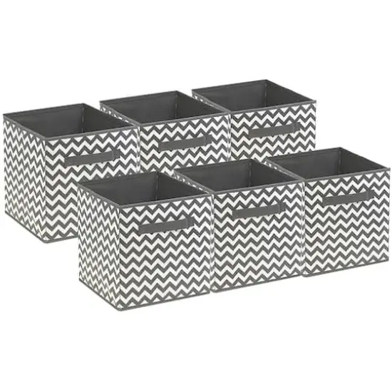 Sorbus 11" Chevron Gray Foldable Storage Cubes, 6ct. {1}