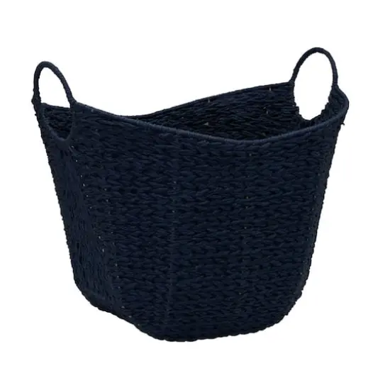 Household Essentials 17.5" Woven Paper Rope Basket with Handles Blue {1}