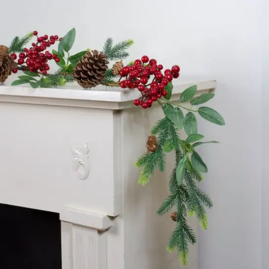 5ft. Pre-Decorated Berries & Pinecones Pine Springs Garland {3}