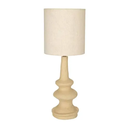 Hello Honey&reg; 28" Natural Handmade Paper Mache Table Lamp with Cotton Shade {1}