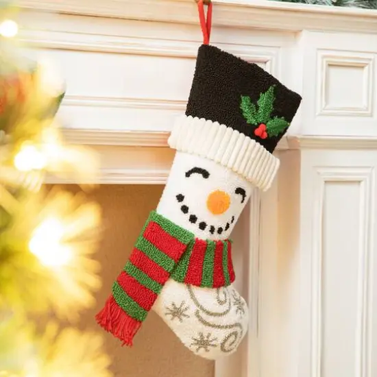Glitzhome&reg; 20.5" Santa & Snowman Hooked Stocking Set {7}