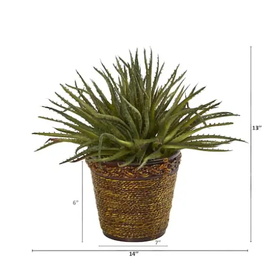 13" Aloe Artificial Plant in Basket {3}