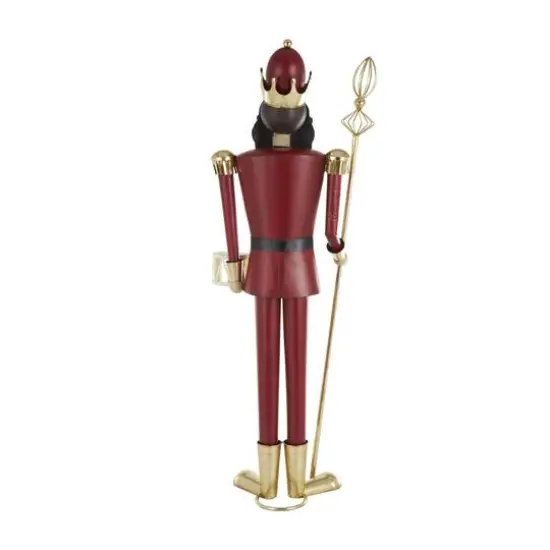 52.5" Red Standing Nutcracker with Drum Metal Sculpture {7}