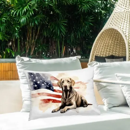 Stupell Industries Patriotic Dog with Flag Outdoor Printed Pillow {3}