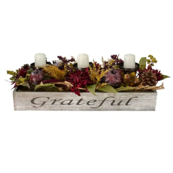 24" Autumn Harvest Pomegranate 3-Piece Candle Holder {3}