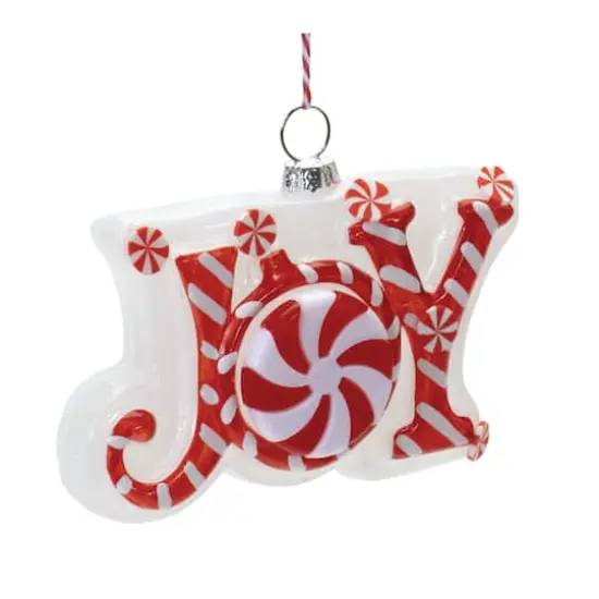 Peppermint Joy & Noel Glass Ornament Set {5}