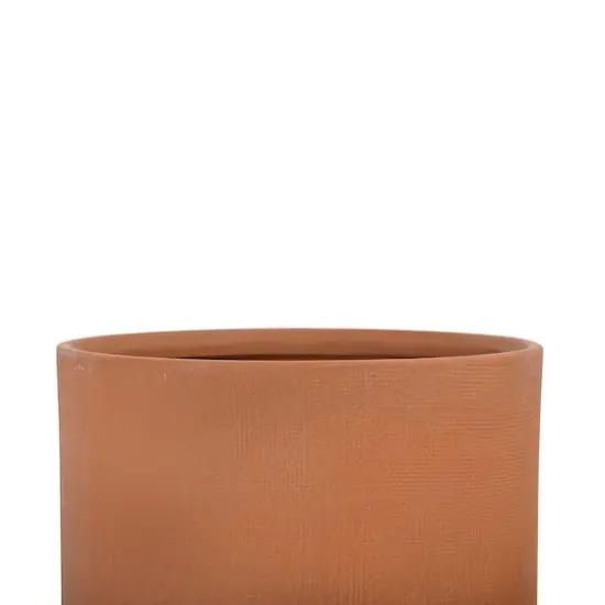 Hello Honey® Stoneware Planters with Embossed Cross Hatch Texture Set Brown {4}