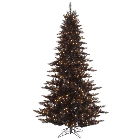 3ft. Pre-Lit Black Fir Artificial Christmas Tree, Warm White LED Lights {1}