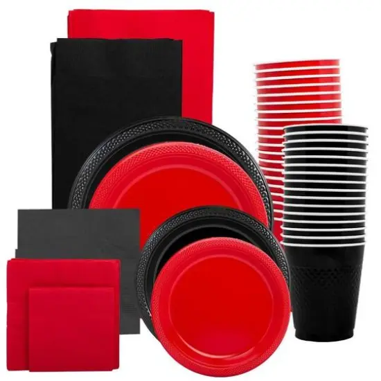 JAM Paper Party Tableware Assortment Grad Pack Red/Black {1}