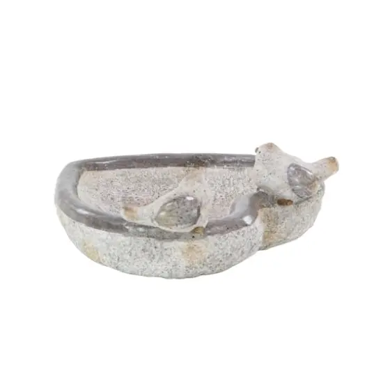 15" Gray Polystone Country Birds Garden Sculpture {3}