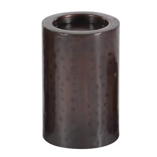 Brown Metal Industrial Candle Holder Set {3}