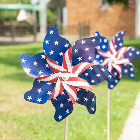 Glitzhome® 43.2" Stars & Stripes Patriotic Windmills, 4ct. {4}