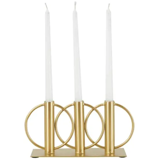 11" Gold Metal Overlapping Circular Ring Candelabra {5}