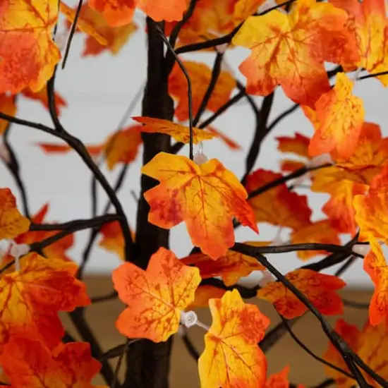 5ft. Pre-Lit Minimalist Autumn Maple Artificial Fall Tree with 96 Warm White LED Lights {4}