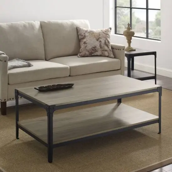 Walker Edison 48" Slate Gray Angle Iron Coffee Table {4}