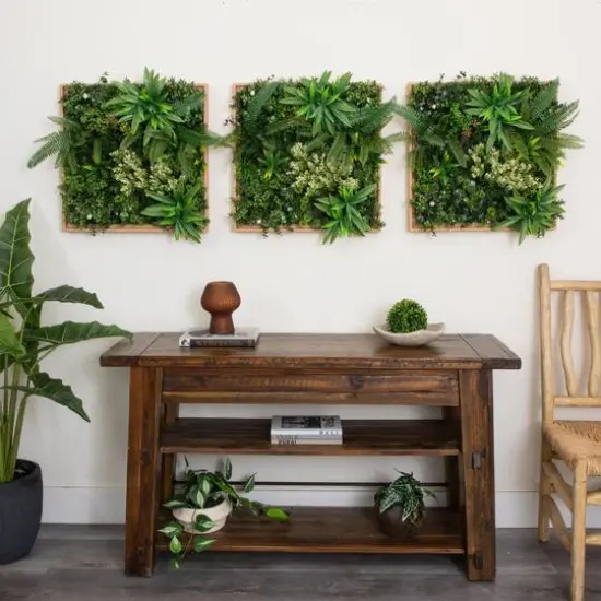 20" Framed Queensland Rainforest Artificial Living Wall Art Panel {7}