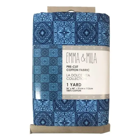 Emma & Mila&reg; La Dolce Vita Collection Blue Tile Precut Cotton Fabric, 4ct. {1}
