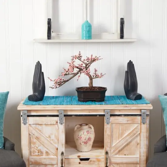 15" Potted Cherry Blossom Bonsai Silk Tree {4}