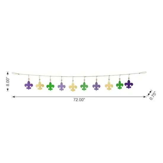 Glitzhome&reg; 6ft Mardi Gras Metal Fleur-de-Lis Garland {6}