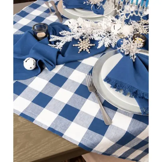 DII&reg; 52" Buffalo Check Tablecloth Navy and Cream {6}