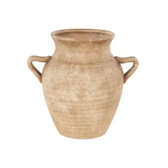 12.25" Copper Ceramic Antique Style Textured Vase with Handles {7}