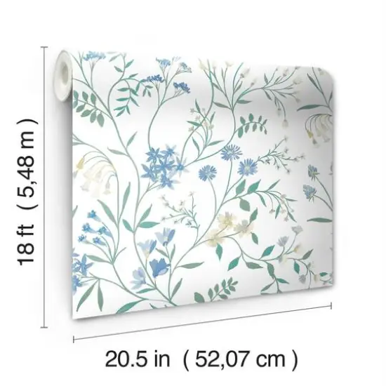 RoomMates Meadow Mix Peel & Stick Wallpaper White/Blue {9}