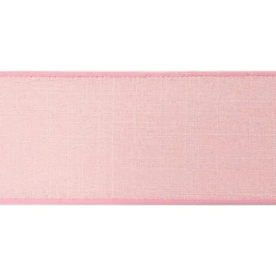 2.5" x 25ft. Faux Linen Wired Ribbon by Celebrate It&trade; D&eacute;cor Light Pink {4}