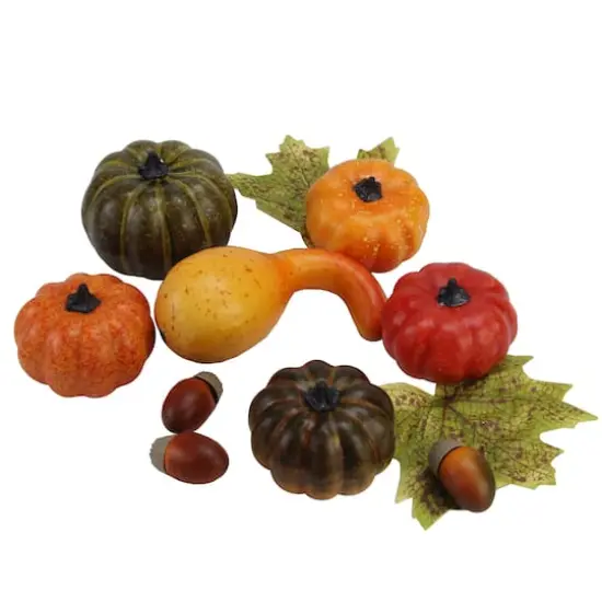 Autumn Harvest Pumpkin, Gourd, Acorn & Leaf Decoration Set {1}