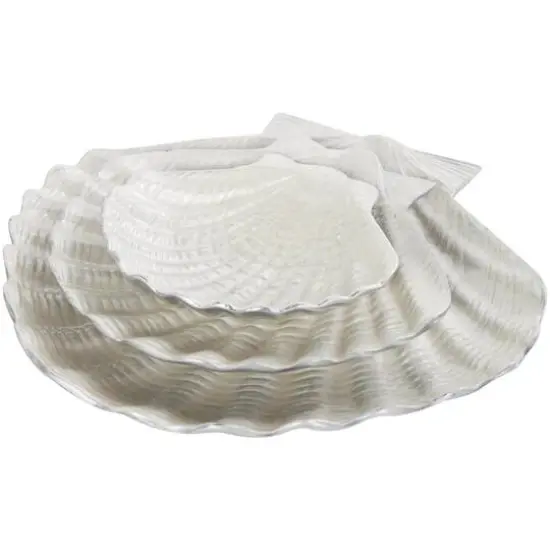 White Shell Metal Bowl Set {5}