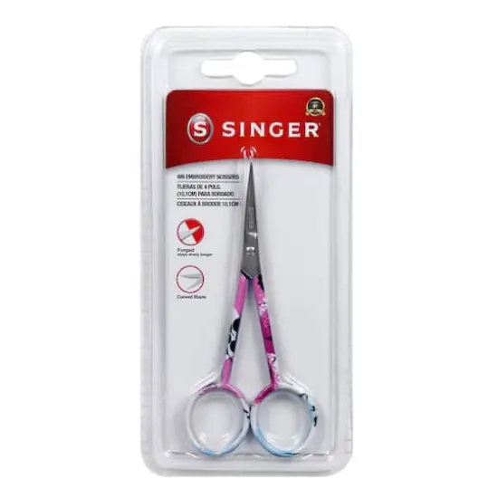 SINGER&reg; 4'' Curved Tip Forged Embroidery Scissors with Printed Handles, 3ct. {3}