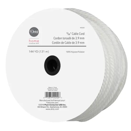 Dritz&reg; Home White 5/32" Polyester Cable Cord, 144yd. {1}