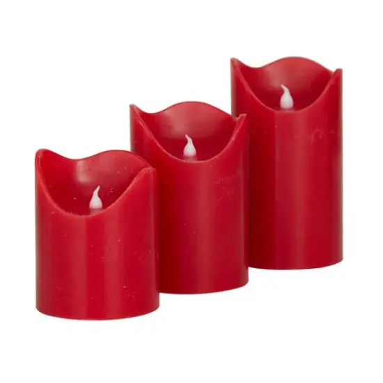 Red Traditional Flameless Candle Set {3}