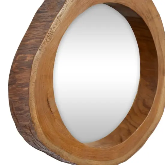 13" Brown Teak Wood Rustic Wall Mirror, 4ct. {5}