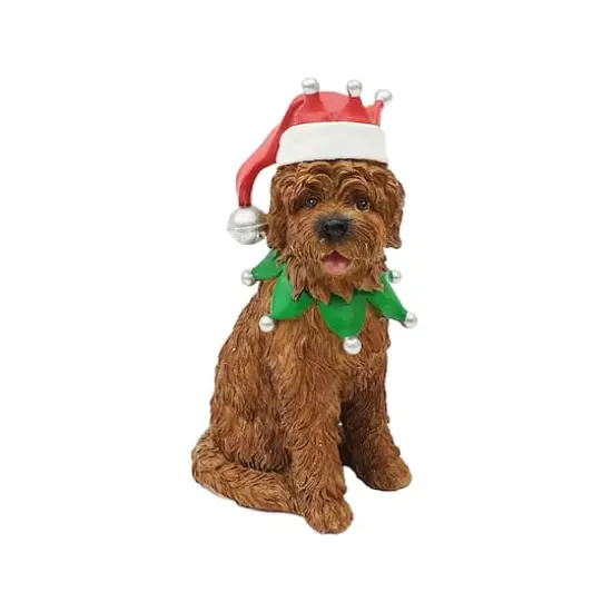 6.75" Brown Dog in Santa Hat Tabletop D&eacute;cor by Ashland&reg; {1}