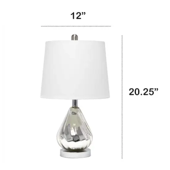 Lalia Home 20.5" Kissy Pear Table Lamp with Fabric Shade Chrome and White {4}