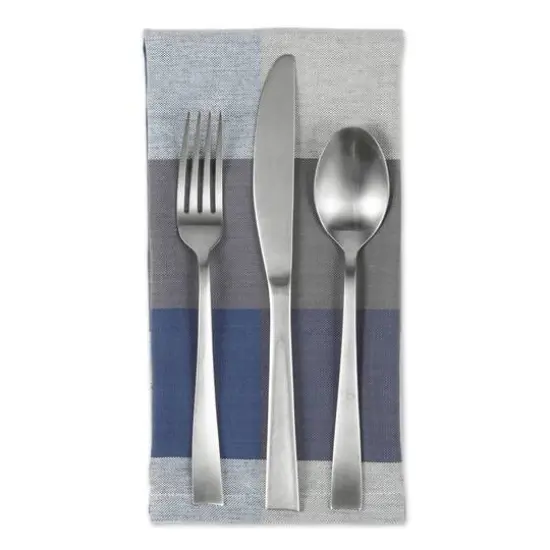 DII&reg; Oversized Tri Color Check Cloth Dinner Napkins, 6ct. French Blue {4}